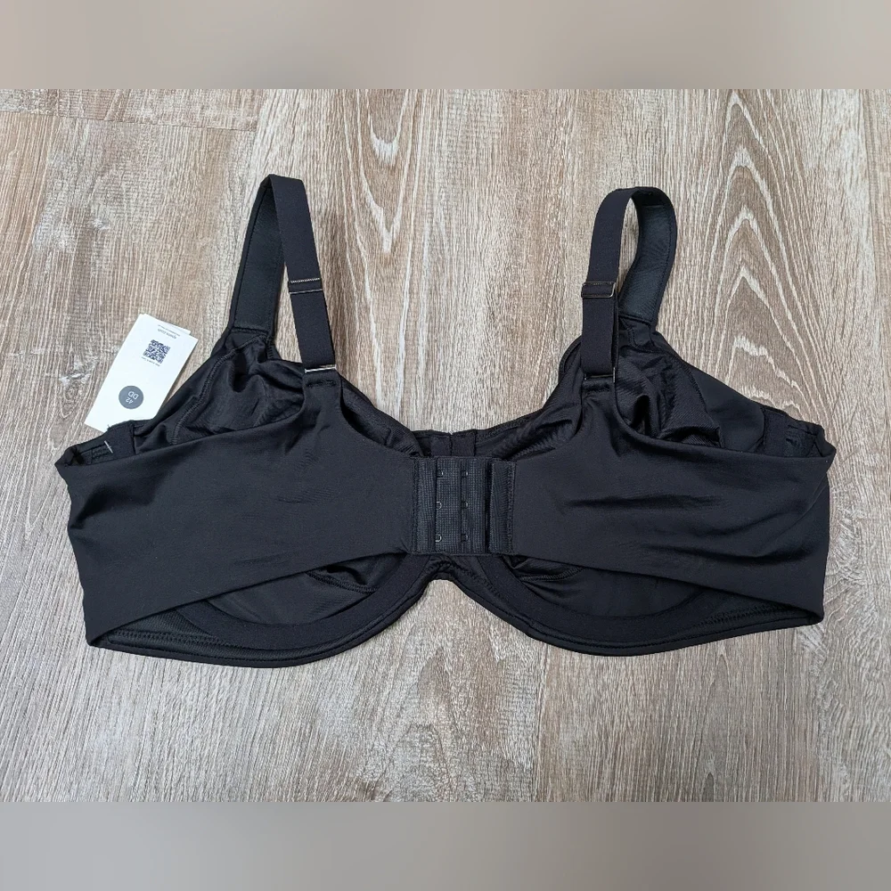 NWT SPANX Black Low Profile Minimizer Unlined Underwire Bra Size 42DD